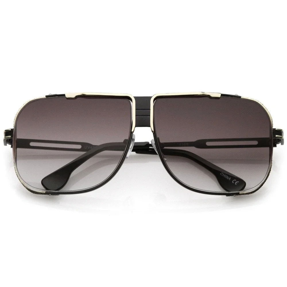 Sunglasses Men Vintage Pilot Square Trendy Metal Steampunk Fishing Driving Gafas